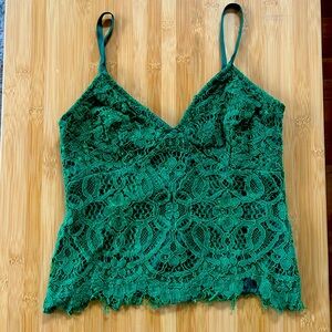 Xhilaration Emerald Green Lace Tank Top size small